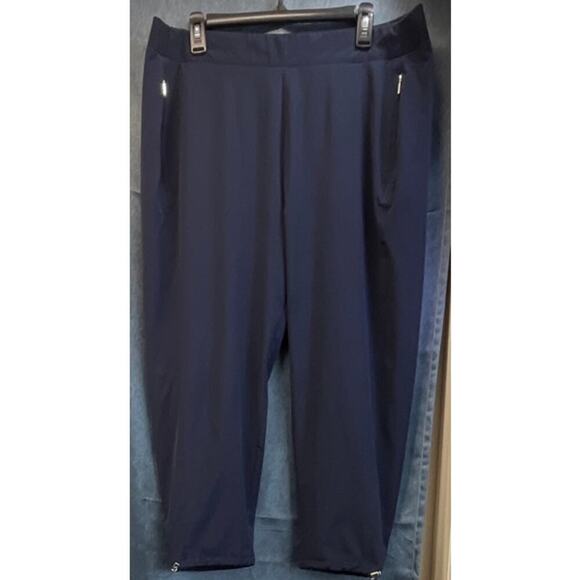 Chico's Womens Navy Blue 2.5 U.S. 14 Pockets Elastic Waist Pull On Casual Pants - Picture 1 of 7